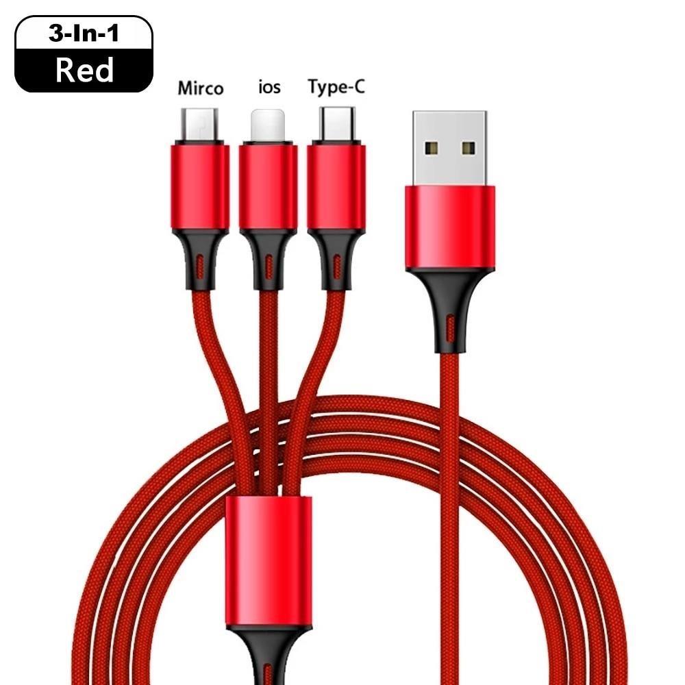 Гарячі продажі 3 в 1 Micro USB Type C Зарядний кабель Мульти USB-порт  Кілька USB-шнур для зарядки Usbc Провід мобільного телефону для Samsung S10  - Тетра Груп