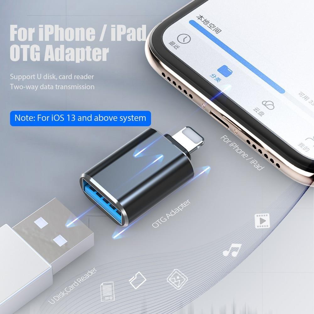 OTG-адаптер для iPhone 12 mini xs 11 Pro Max Конвертери Зарядка даних для  iPad IOS 13 на USB 3.0 Підтримка U Disk Аксесуари для телефону - Тетра Груп